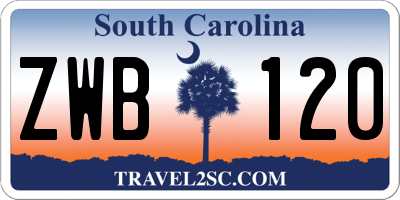 SC license plate ZWB120