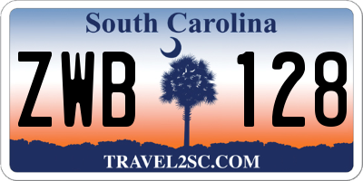 SC license plate ZWB128