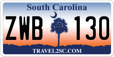 SC license plate ZWB130