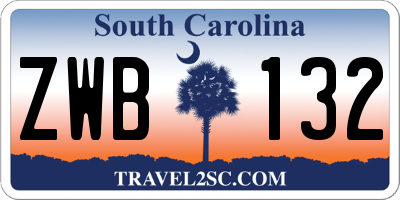 SC license plate ZWB132
