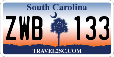 SC license plate ZWB133