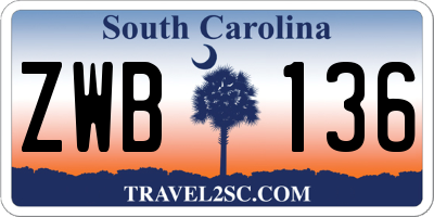 SC license plate ZWB136