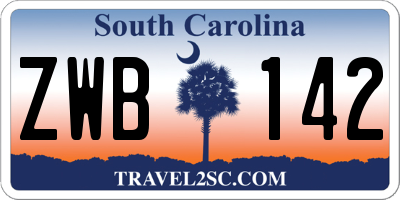 SC license plate ZWB142