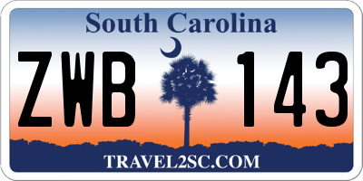 SC license plate ZWB143