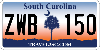 SC license plate ZWB150