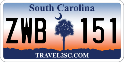 SC license plate ZWB151
