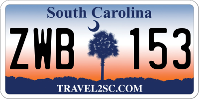 SC license plate ZWB153
