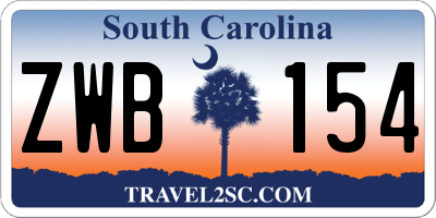 SC license plate ZWB154