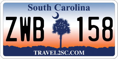 SC license plate ZWB158