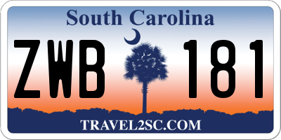 SC license plate ZWB181