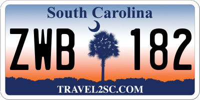 SC license plate ZWB182