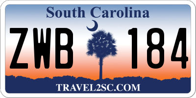 SC license plate ZWB184