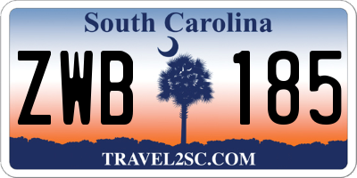 SC license plate ZWB185
