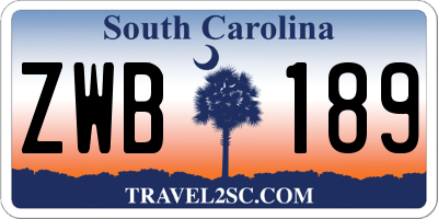 SC license plate ZWB189