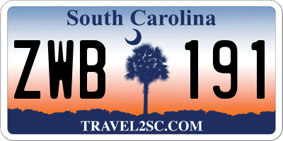 SC license plate ZWB191