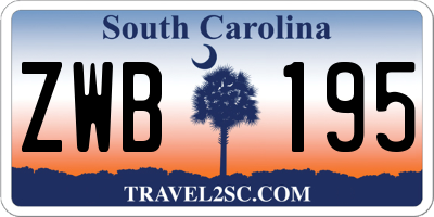SC license plate ZWB195