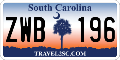 SC license plate ZWB196