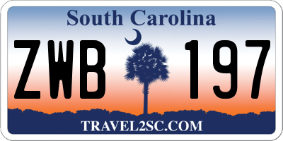SC license plate ZWB197
