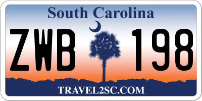 SC license plate ZWB198