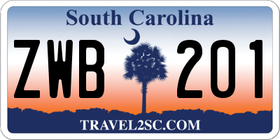 SC license plate ZWB201