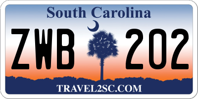SC license plate ZWB202