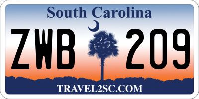SC license plate ZWB209