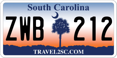 SC license plate ZWB212