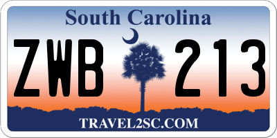 SC license plate ZWB213
