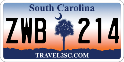 SC license plate ZWB214