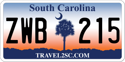 SC license plate ZWB215