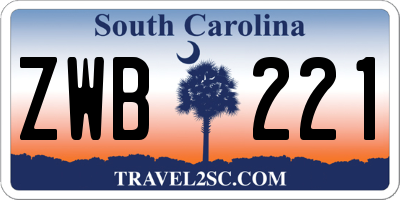 SC license plate ZWB221