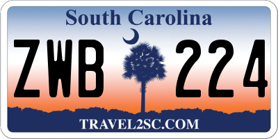 SC license plate ZWB224