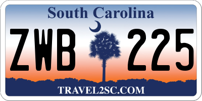 SC license plate ZWB225