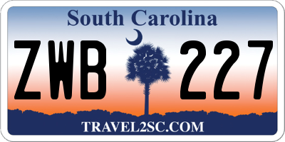 SC license plate ZWB227