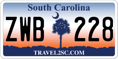 SC license plate ZWB228