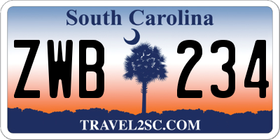 SC license plate ZWB234