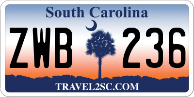 SC license plate ZWB236