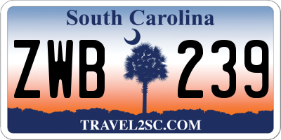 SC license plate ZWB239