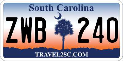 SC license plate ZWB240