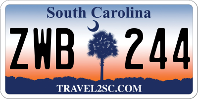 SC license plate ZWB244