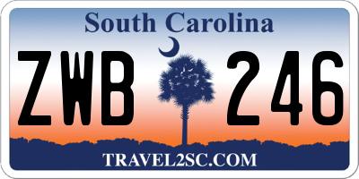 SC license plate ZWB246