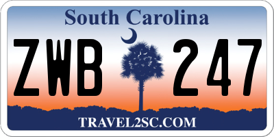 SC license plate ZWB247