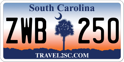 SC license plate ZWB250