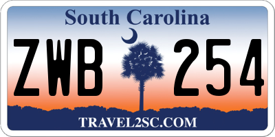 SC license plate ZWB254
