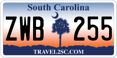 SC license plate ZWB255