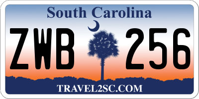 SC license plate ZWB256