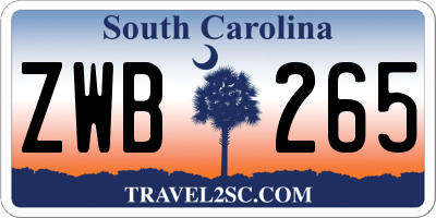 SC license plate ZWB265