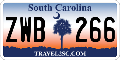 SC license plate ZWB266