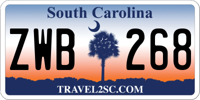 SC license plate ZWB268