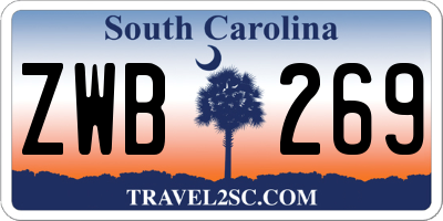 SC license plate ZWB269